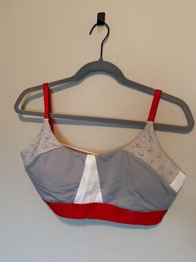 JoyLab Strappy Sports Bra XL Gray Red Contrast Activewear Workout Bra